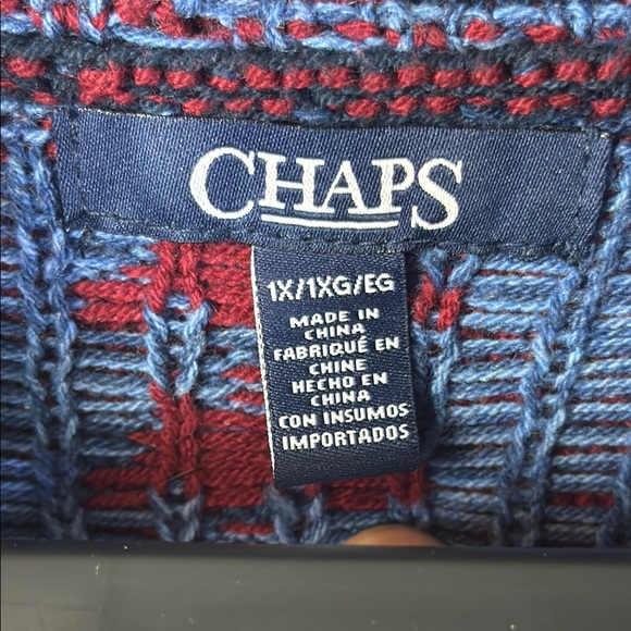 Chaps Blue and Red Southwestern Tribal Patterned Vest - Picture 2 of 10